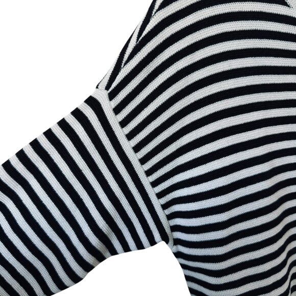 Eileen Fisher Organic Silk Black White Striped Sweater Top Size Small Nautical - Picture 11 of 14
